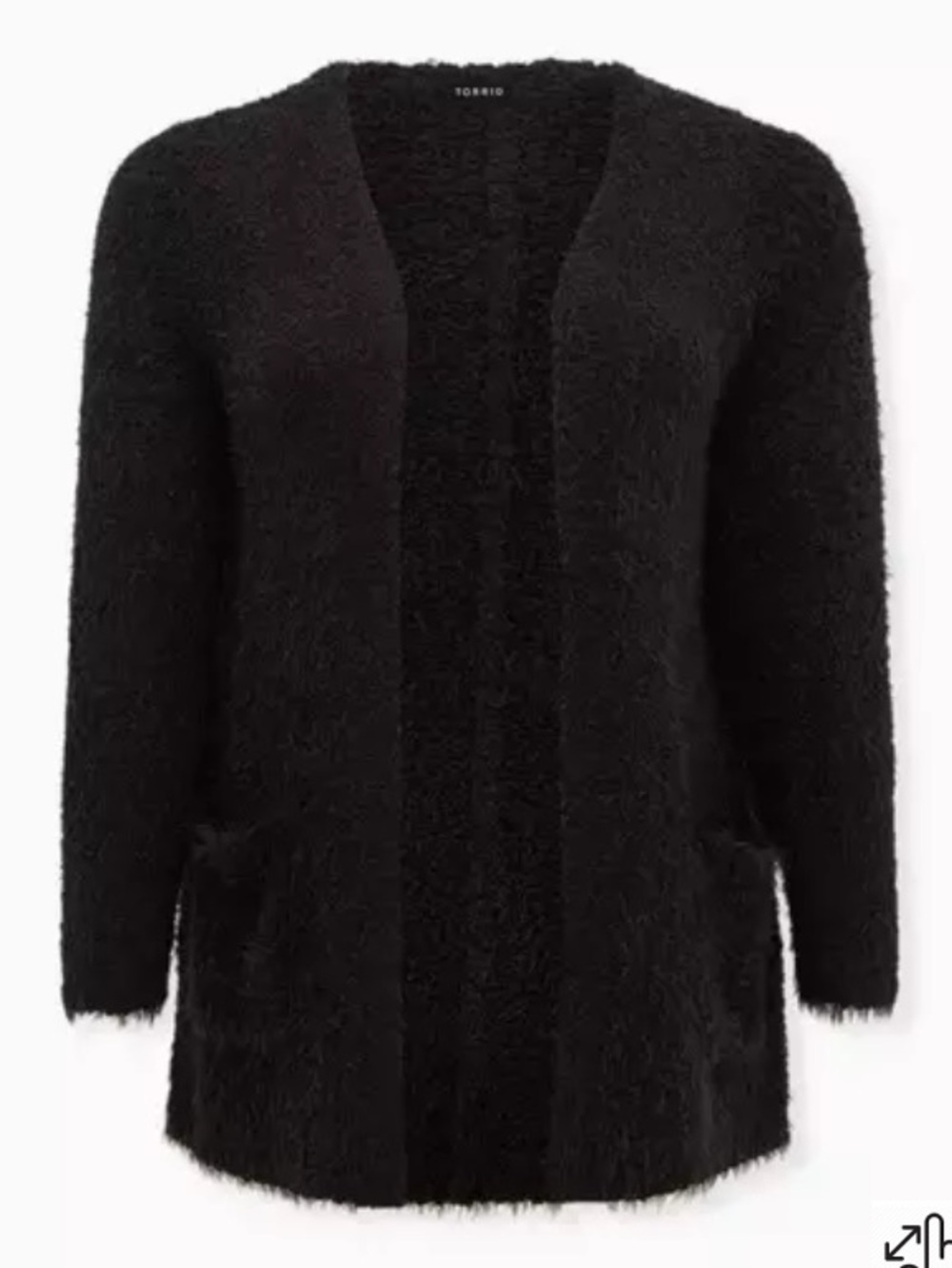 Rare Black fuzzy Open-Front Women's Cardigan Sweater - Picture 3 of 11